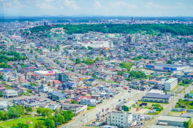 秋田市の街並み